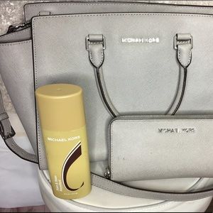 Michael Kors bag, with cleaning solution, and tote